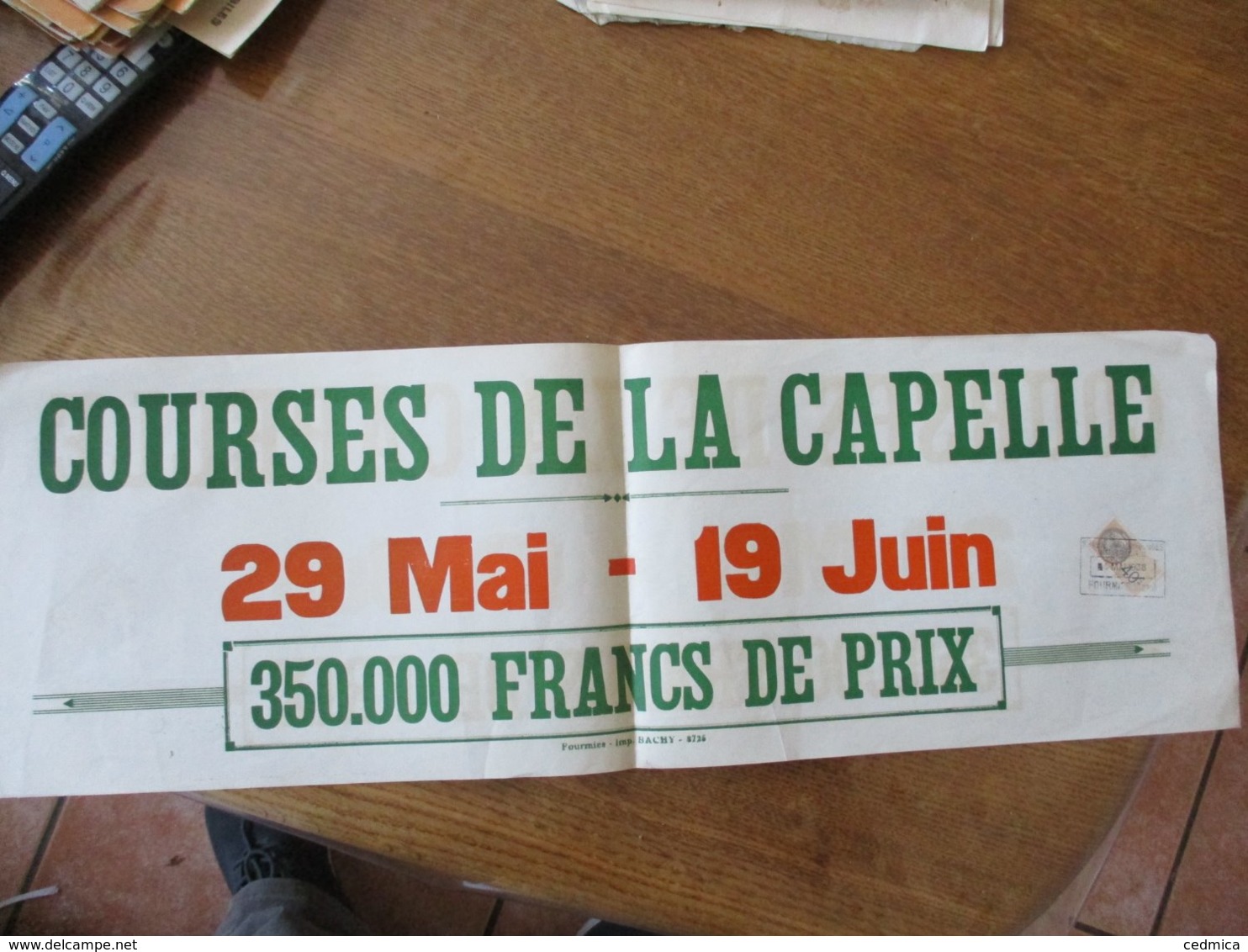 COURSES DE LA CAPELLE 29 MAI- 19 JUIN  1938 60cm/20cm TIMBRE FISCAL - Affiches