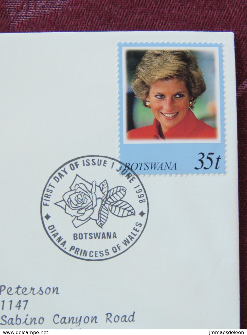 Botswana 1998 FDC Cover Lady Diana Princess Of Wales - Rose Flower Cancel - Royalties, Royals