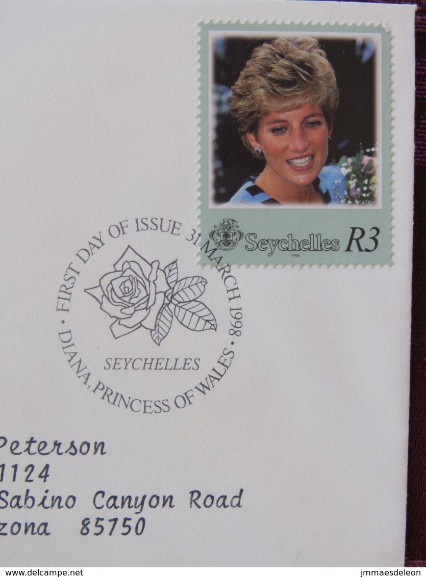 Seychelles 1998 FDC Cover Lady Diana Princess Of Wales - Rose Flower Cancel - Royalties, Royals