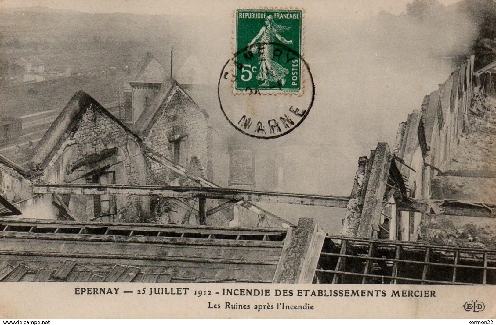 CPA 51 EPERNAY 25 JUILLET 1912 INCENDIE DES ETABLISSEMENTS MERCIER Les Ruines Après L'Incendie - Epernay