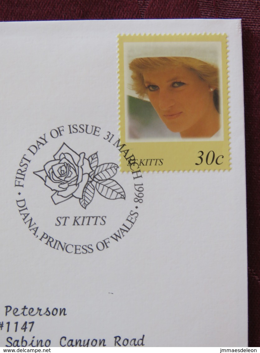 St. Kitts 1998 FDC Cover Lady Diana Princess Of Wales - Rose Flower Cancel - Royalties, Royals