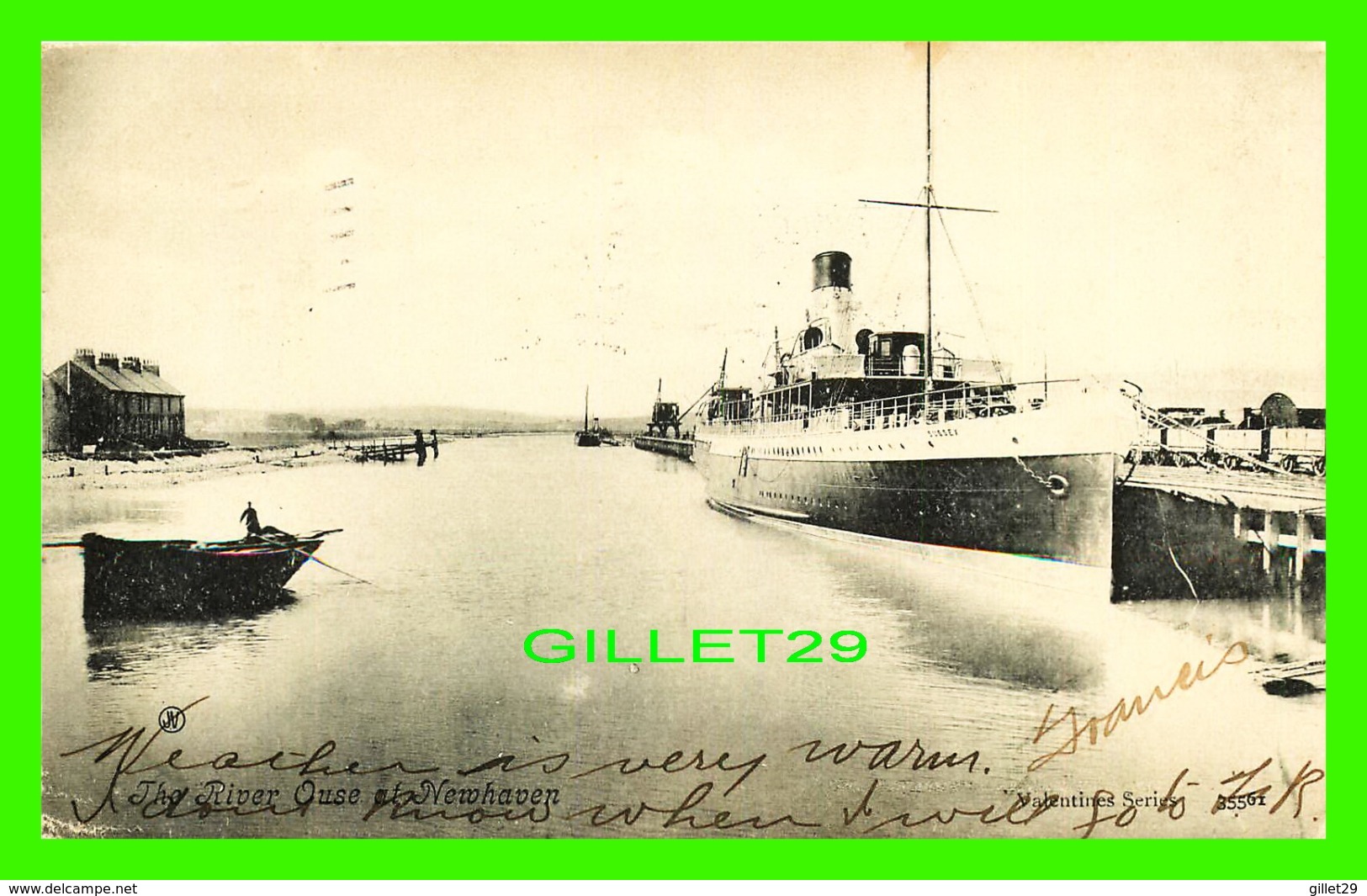 SHIPS, BATEAUX - " SUSSEX " THE RIVEROUSE AT NEWHAVEN - TRAVEL IN 1906 - VALENTINES SERIES - - Paquebote