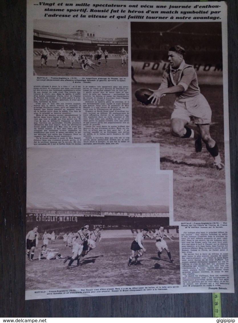 1935 M RUGBY XV AVIGNON BAYONNE BEZIERS BIARRITZ PERPIGNAN BUFFALO MAX ROUSIE  AS BITERROISE LYON - Collections