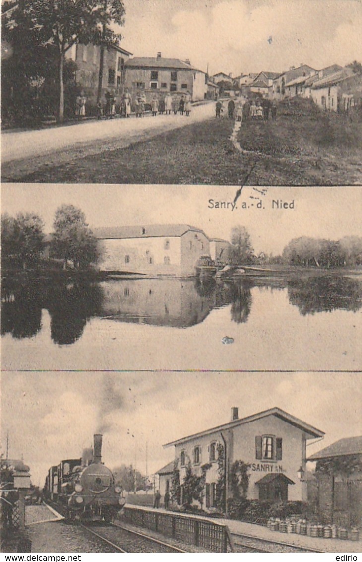 ***57  ***  SANRY La Gare L'étang La Rue Principale Animée Timbrée TTBE - Autres & Non Classés