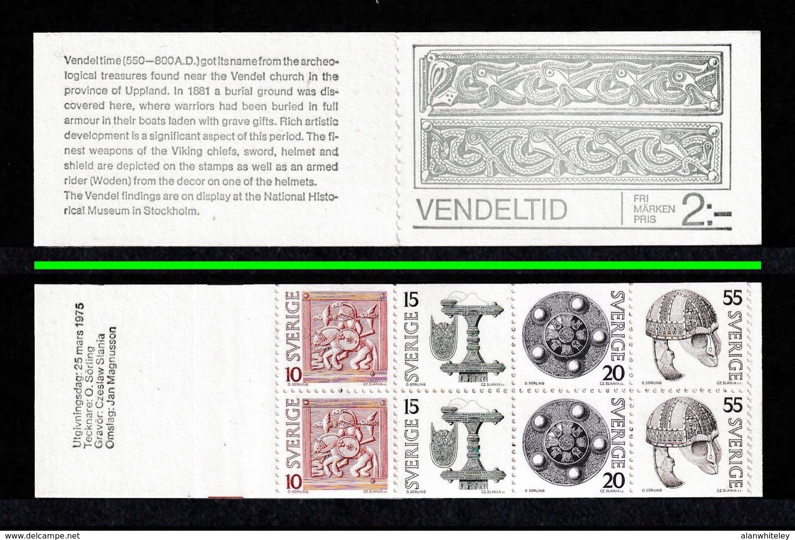 SWEDEN 1975 Vendel Period/Vendeltid (Ordinary Paper): Stamp Booklet UM/MNH - 1951-80