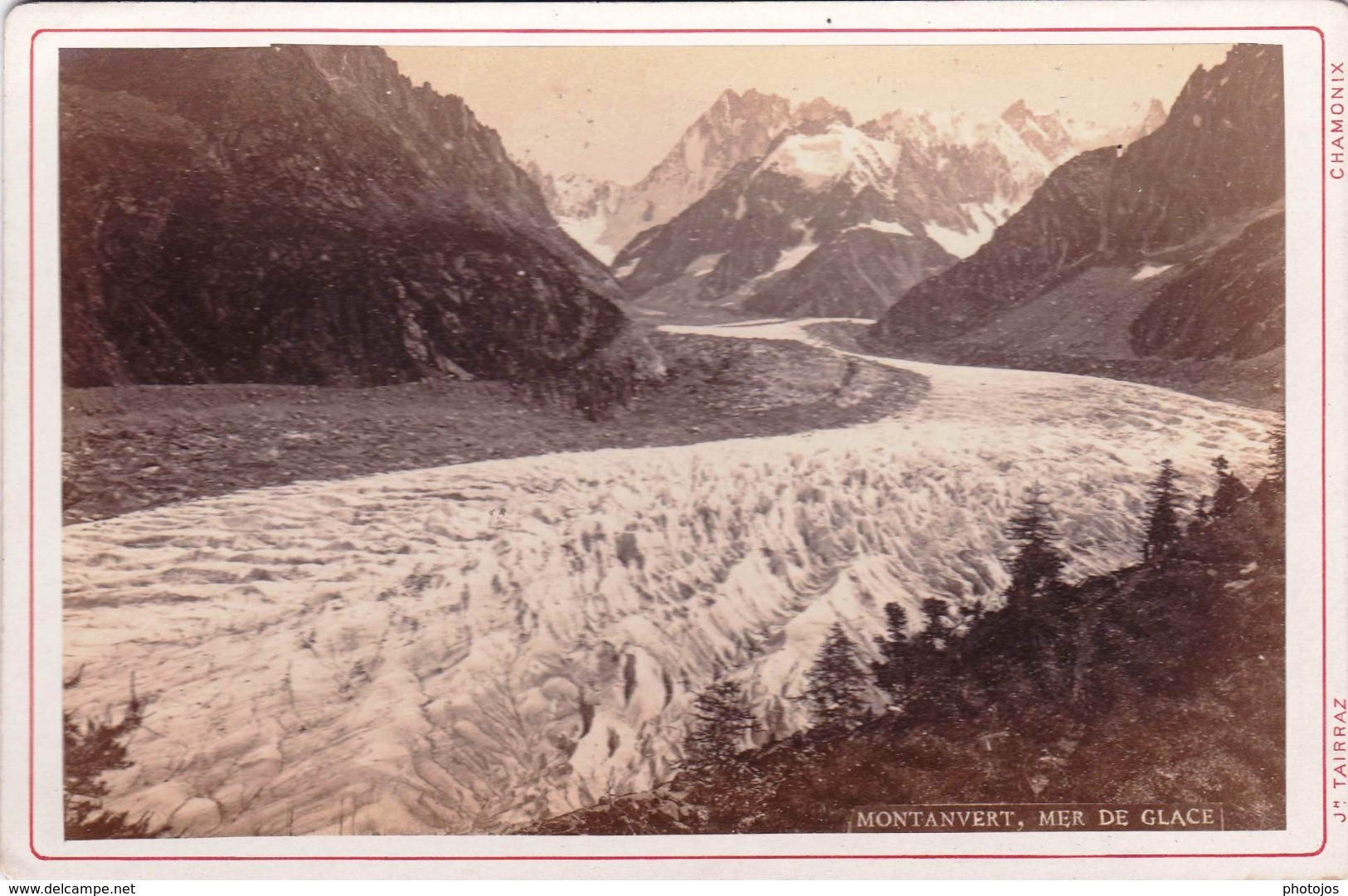 Photo Albuminée Sur Carton 11 X 16,5 : Chamonix Montanvert Mer De Glace   Cliché Terraz Circa 1880 - Anciennes (Av. 1900)