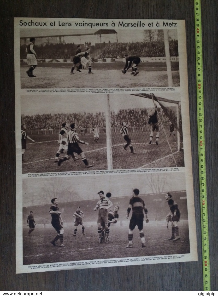 1935 M FOOTBALL SOCHAUX ET LENS VAINQUEURS A MARSEILLE ET A METZ - Collections