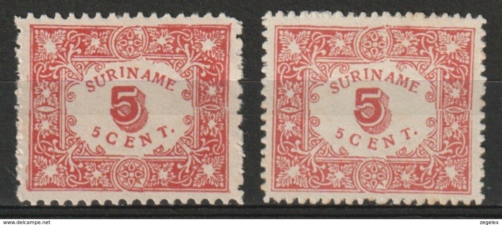 Suriname 1909 Hulpuitgifte 5 Ct NVPH 58 And 59 MH* - Suriname ... - 1975