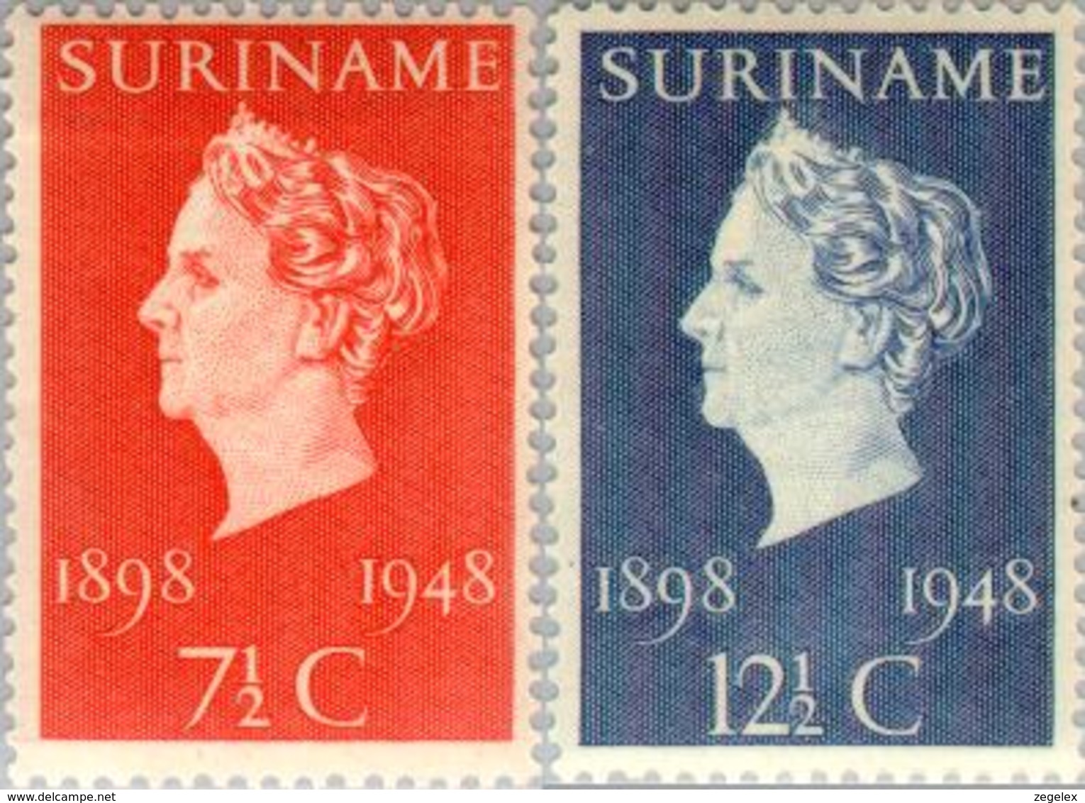 Suriname 1948 Jubileum Wilhelmina - NVPH 274-275 Postfris/MNH/** - Suriname ... - 1975