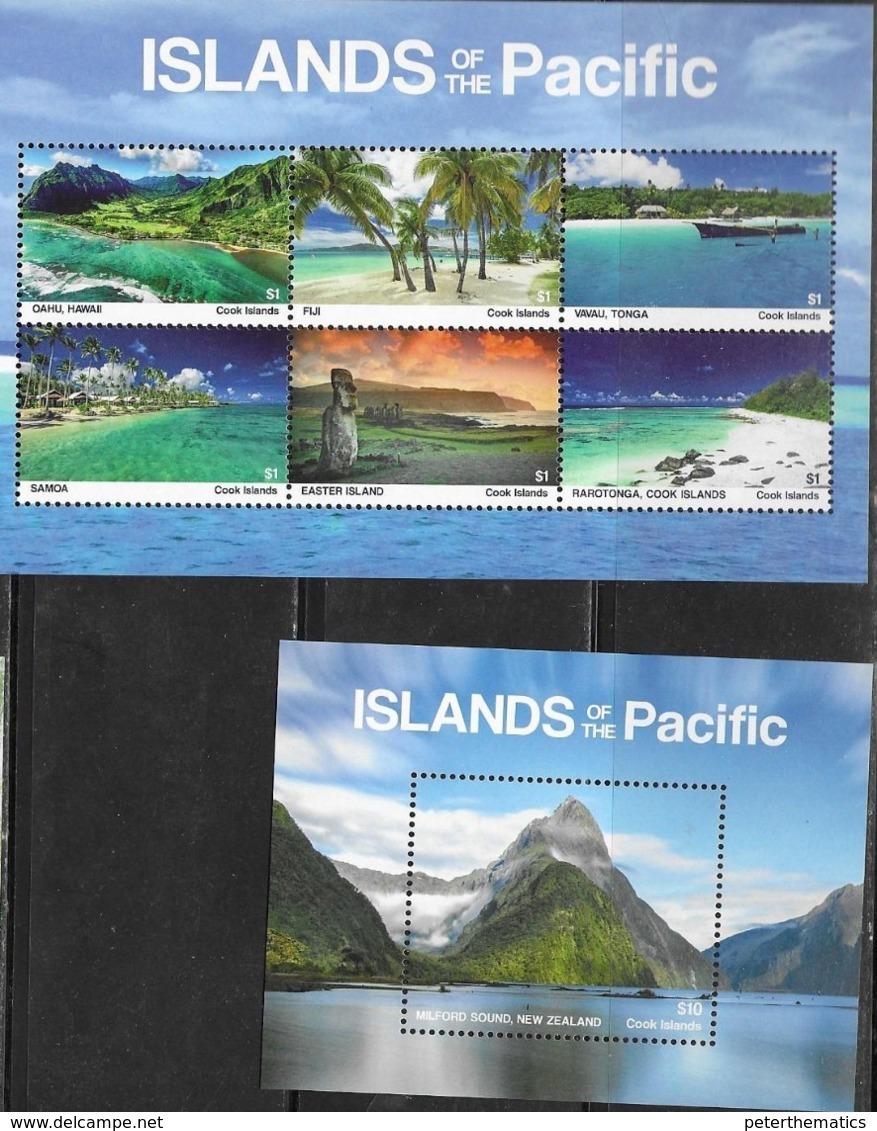 COOK ISLANDS, 2019, MNH, ISLANDS OF THE PACIFIC, BOATS, MOUNTAINS, BEACHES, LANDSCAPES, EASTER ISLAND, SHEETLET +S/SHEET - Islands