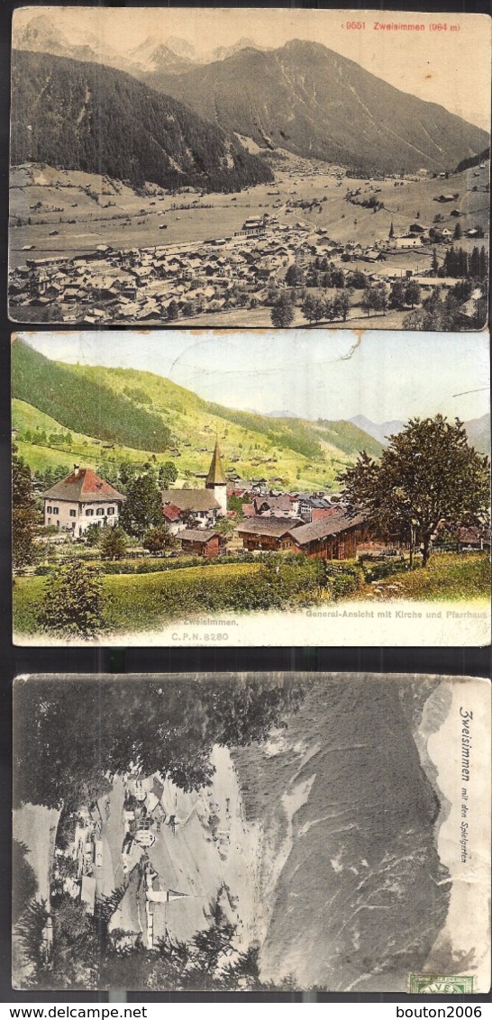 3x Postcard Zweisimmen General Ansicht Mit Kirche Und Pfarrhaus 1906 1911 - Sonstige & Ohne Zuordnung