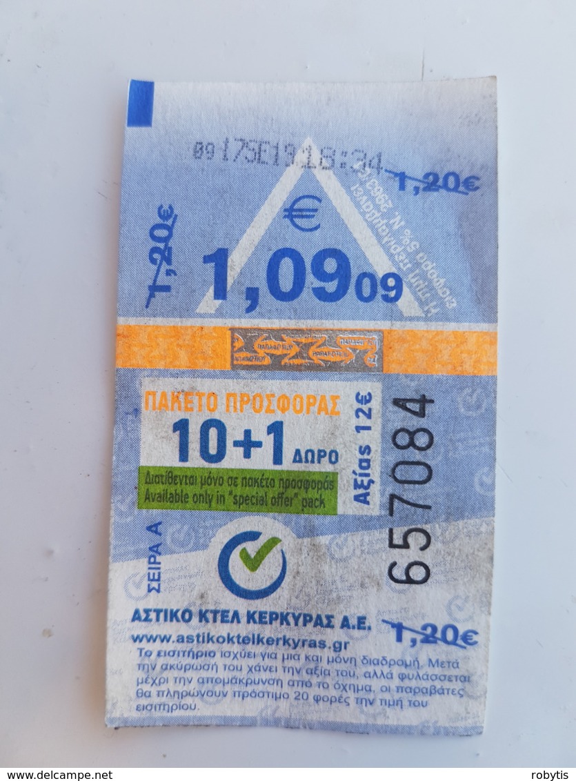 Greece One Way Bus Ticket Corfu 2019 - Europe