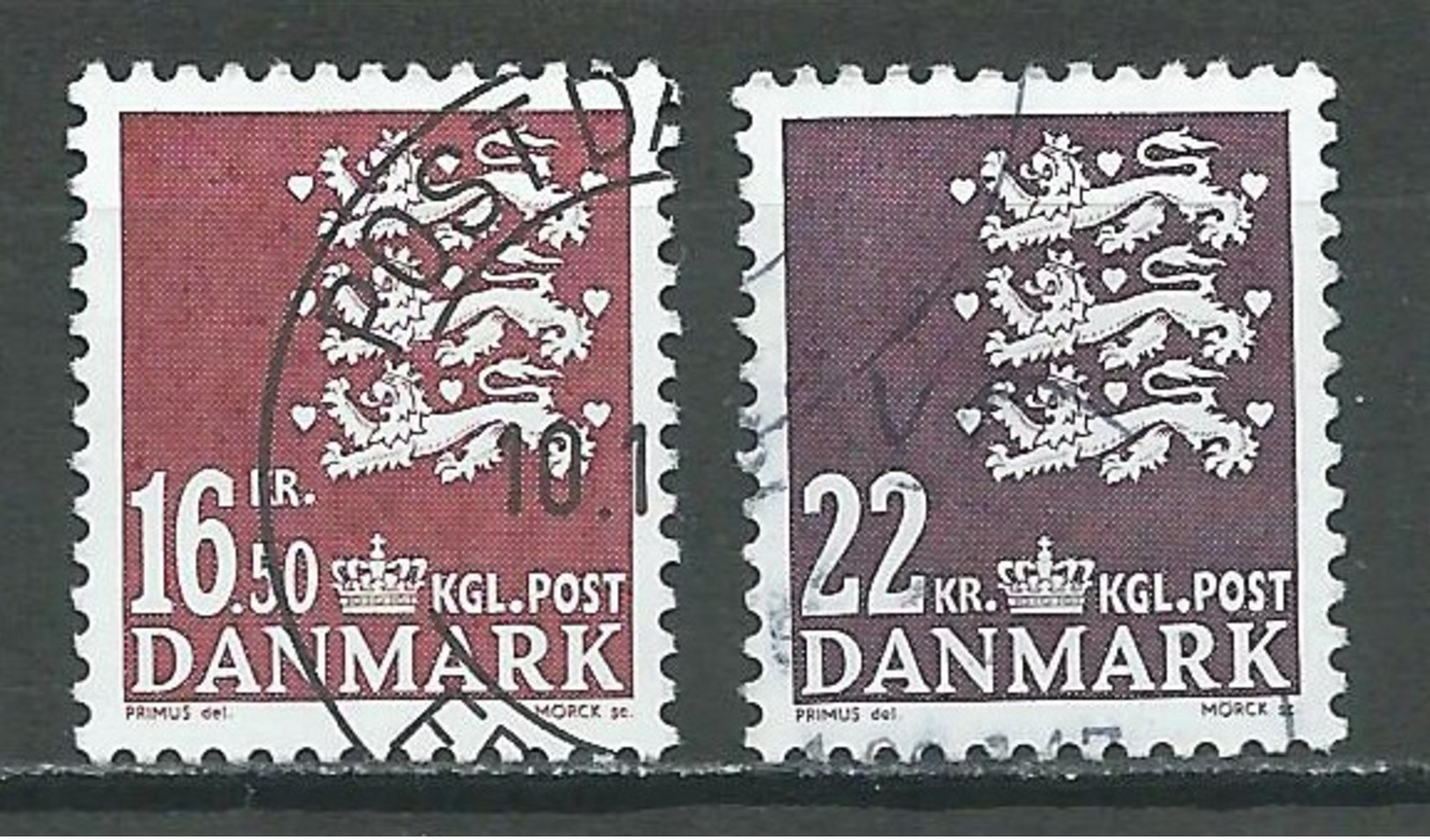 Danemark YT N°1391/1392 Armoiries Oblitéré ° - Oblitérés