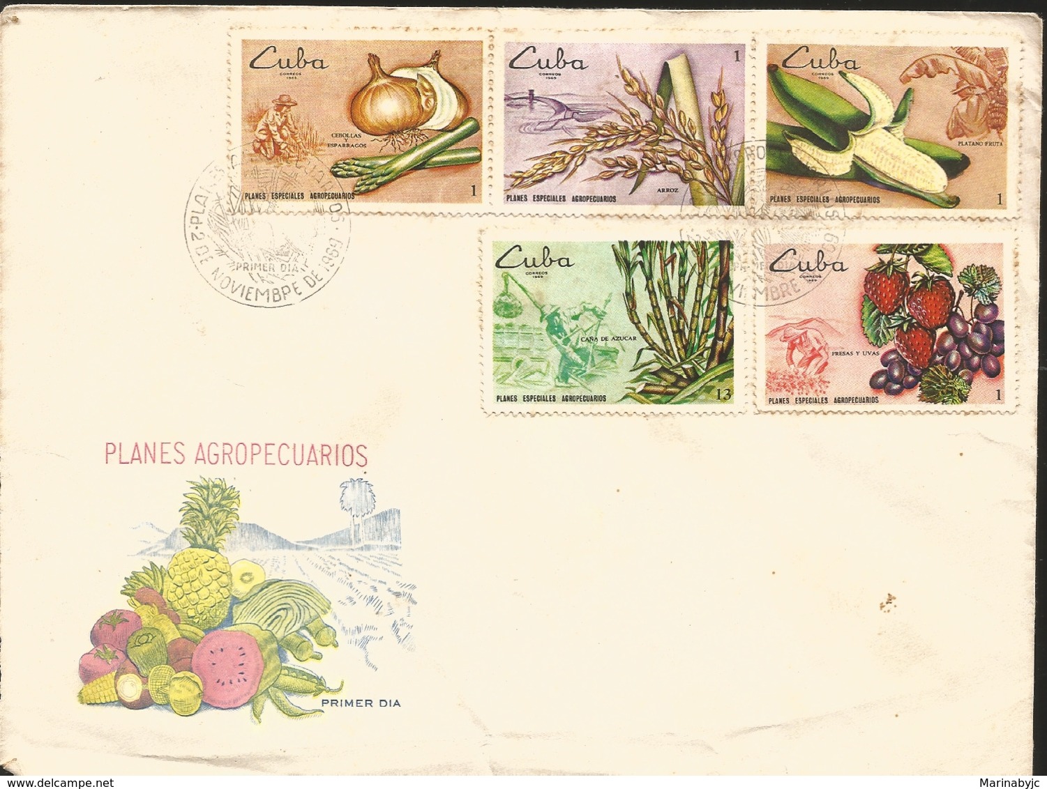 V) 1969 CARIBBEAN,SPECIAL AGRICULTURAL PLANS, AGRICULTURE, STRAWBERRIES, GRAPES, BANANA, MULTIPLE STAMPS, BLACK CANCELAT - Covers & Documents