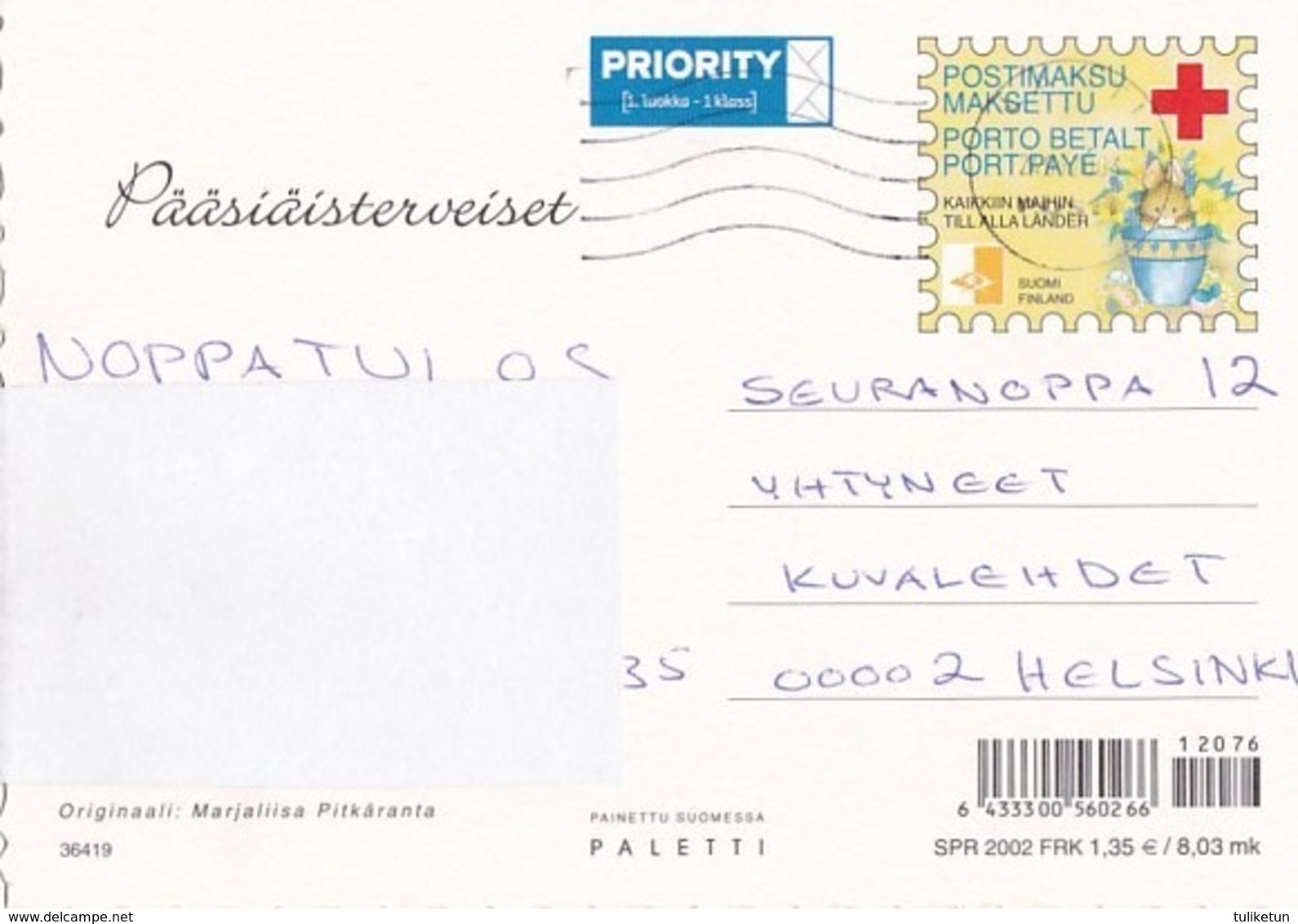 Postal Stationery - Chicks In Egg - Willows - Red Cross 2002 - Suomi Finland - Postage Paid - Pitkäranta - Interi Postali