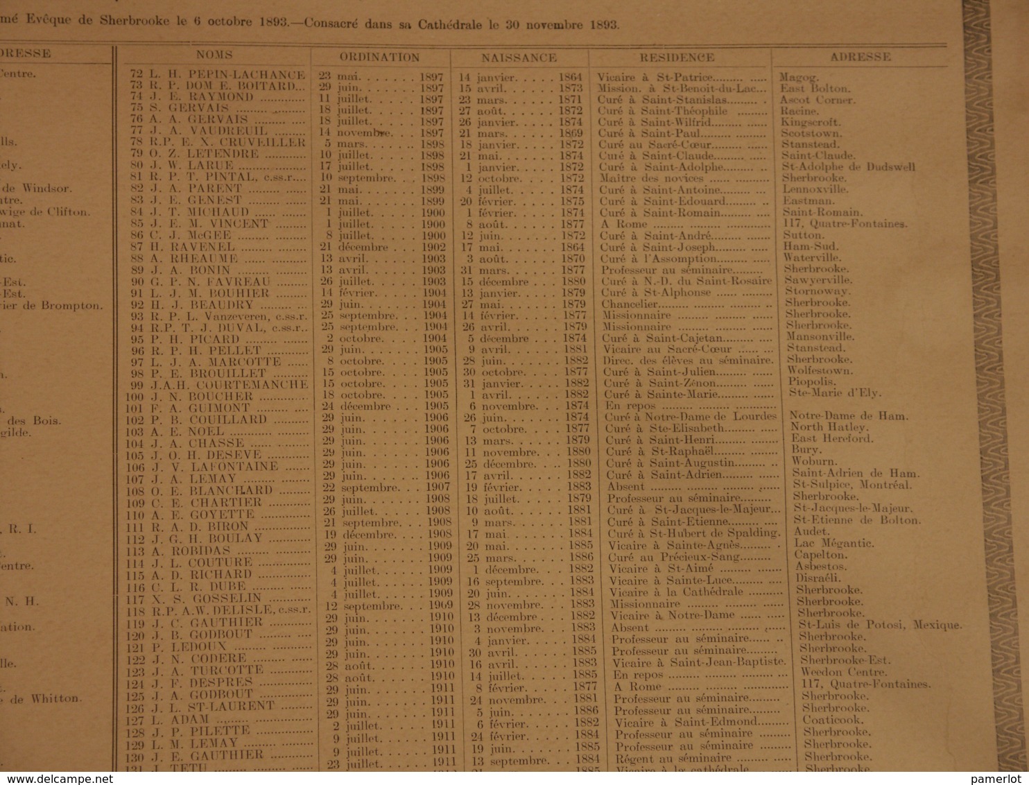 P. Quebec, Historique -Recensement  Religieux  du diocese de Sherbrooke le 1er Jan 1914 -  57cm X 45cm