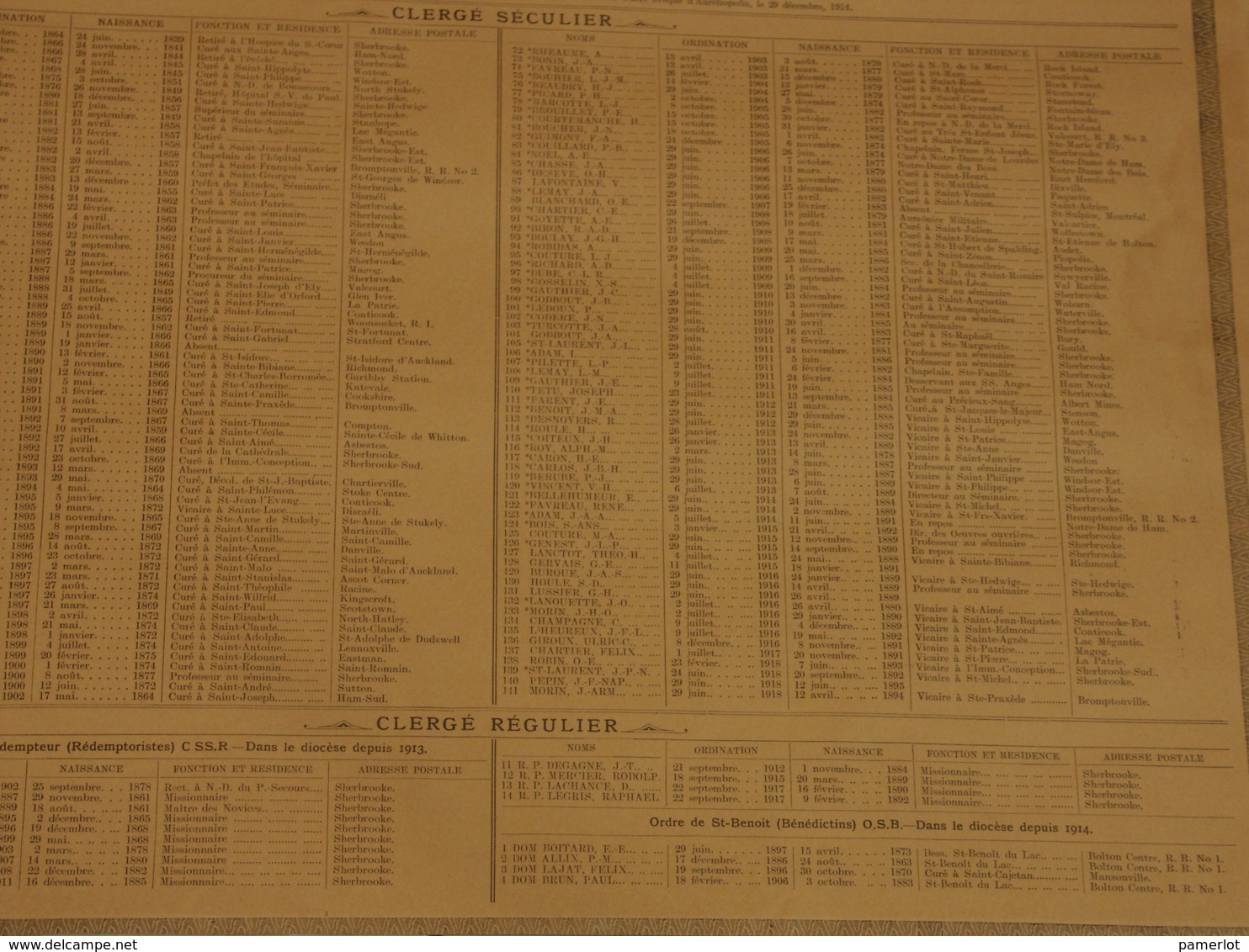 P. Quebec, Historique -Recensement  Religieux  Du Diocese De Sherbrooke Le 15 Aout 1918 - 57cm X 45cm - Historical Documents