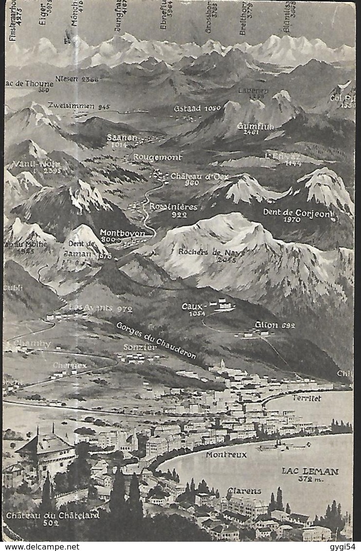 Vevey   Du Château De Chatelard Au Alstaad  Cpa 1916 ( Prisonniers De Guerre ) - Autres & Non Classés