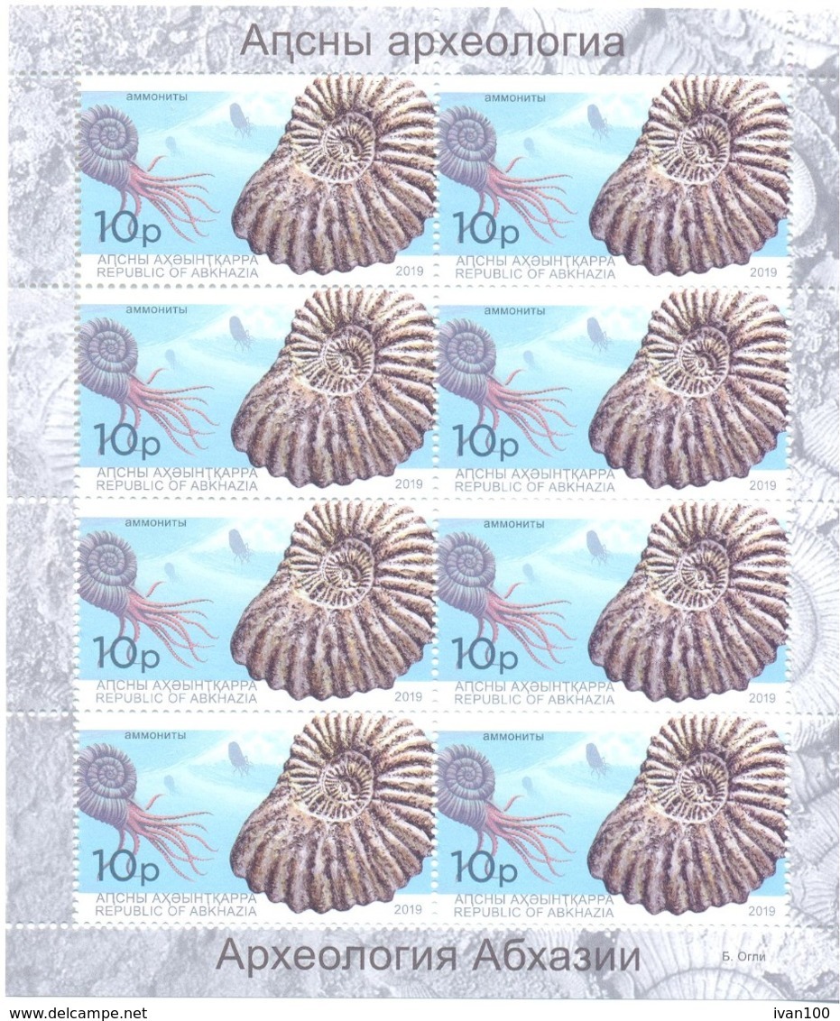 2019. Russia, Abkhazia, Archaeology, Marine LIfe, Mollucs, Sheetlet Perforated, Mint/** - Unused Stamps