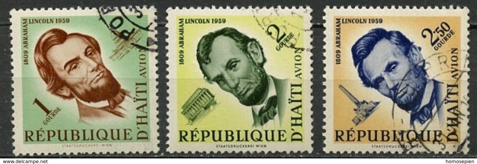 Haïti Poste Aérienne 1959 Y&T N°PA167 à 169 - Michel N°F573 à 575 (o) - A Lincoln - Haïti