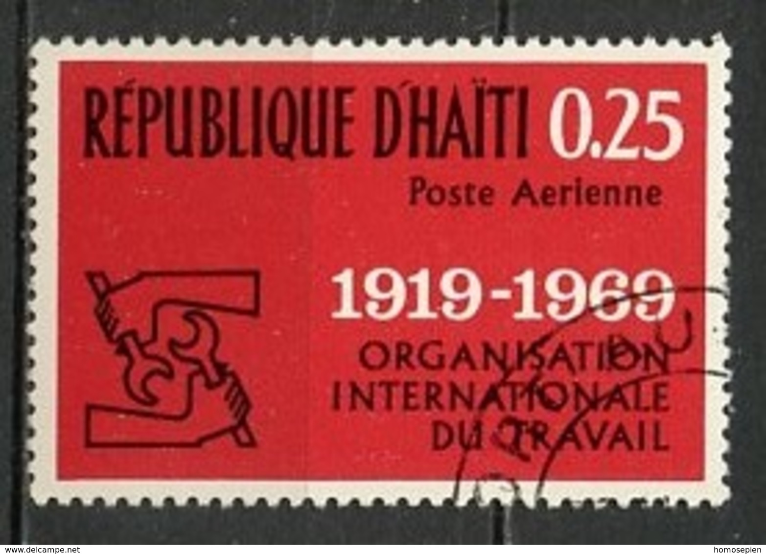 Haïti Poste Aérienne 1969 Y&T N°PA427 - Michel N°F1069 (o) - 25c Organisation Du Travail - Haïti