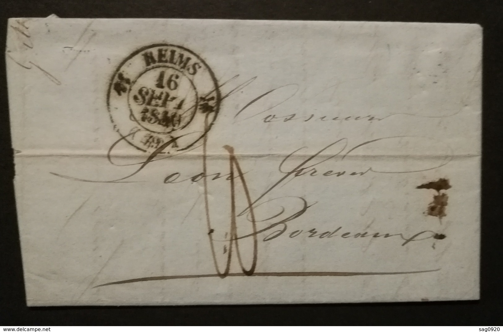 Marne.Lettre Avec Cachet Type 12 De Reims.Pour Bordeaux - 1801-1848: Précurseurs XIX