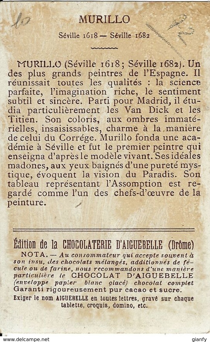 CHROMO CHOCOLATERIE D'AIGUEBELLE 1900 BARTOLOME ESTEBAN MURILLO - Aiguebelle