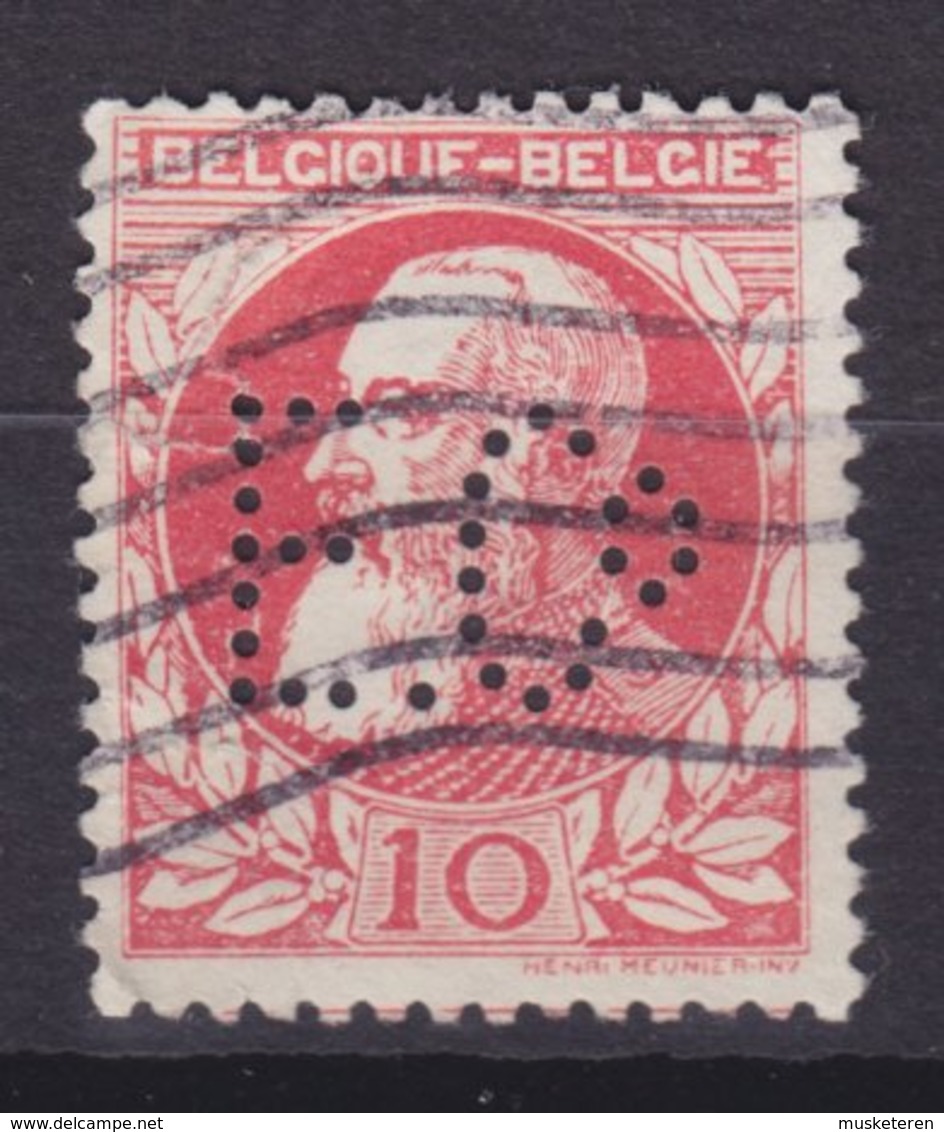 Belgium Perfin Perforé Lochung 'E.Co' 1905 Mi. 71, 10c. Leopold Thick Beard (2 Scans) - 1863-09