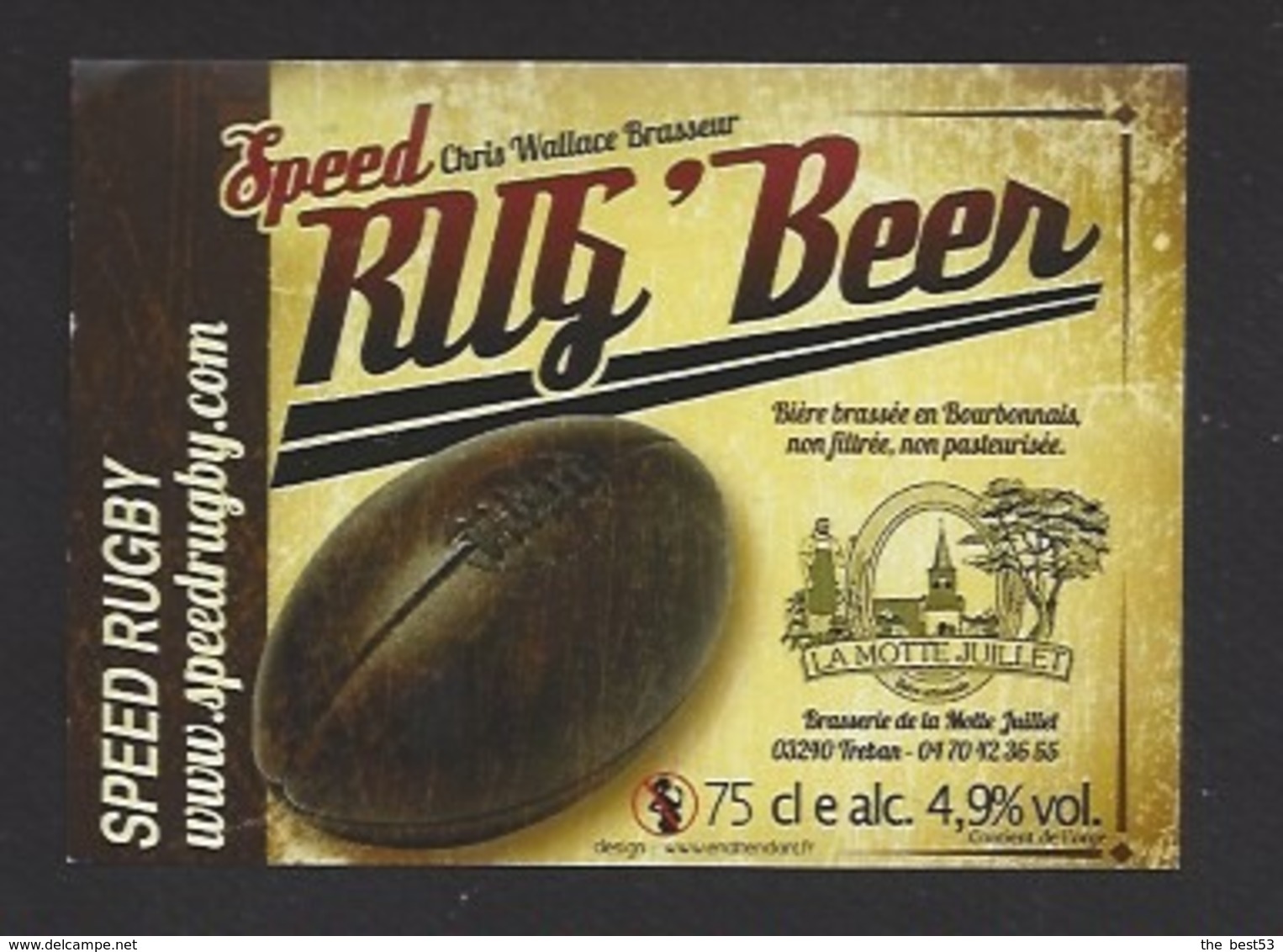 Etiquette De Bière  -  Rug'Beer  -  Speed Rgby -  Brasserie La Motte Juillet à Tréban   (03) - Beer