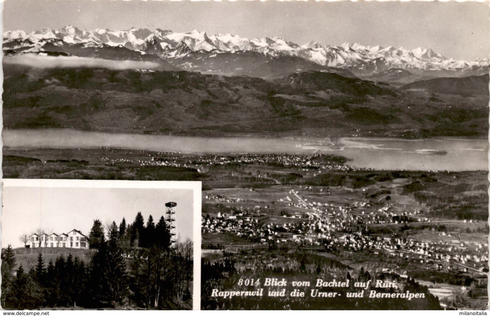 Blick Vom Bachtel Auf Rüti, Rapperswil Und Die Urner- Und Berneralpen - 2 Bilder (8014) * 4. 11. 1949 - Rüti