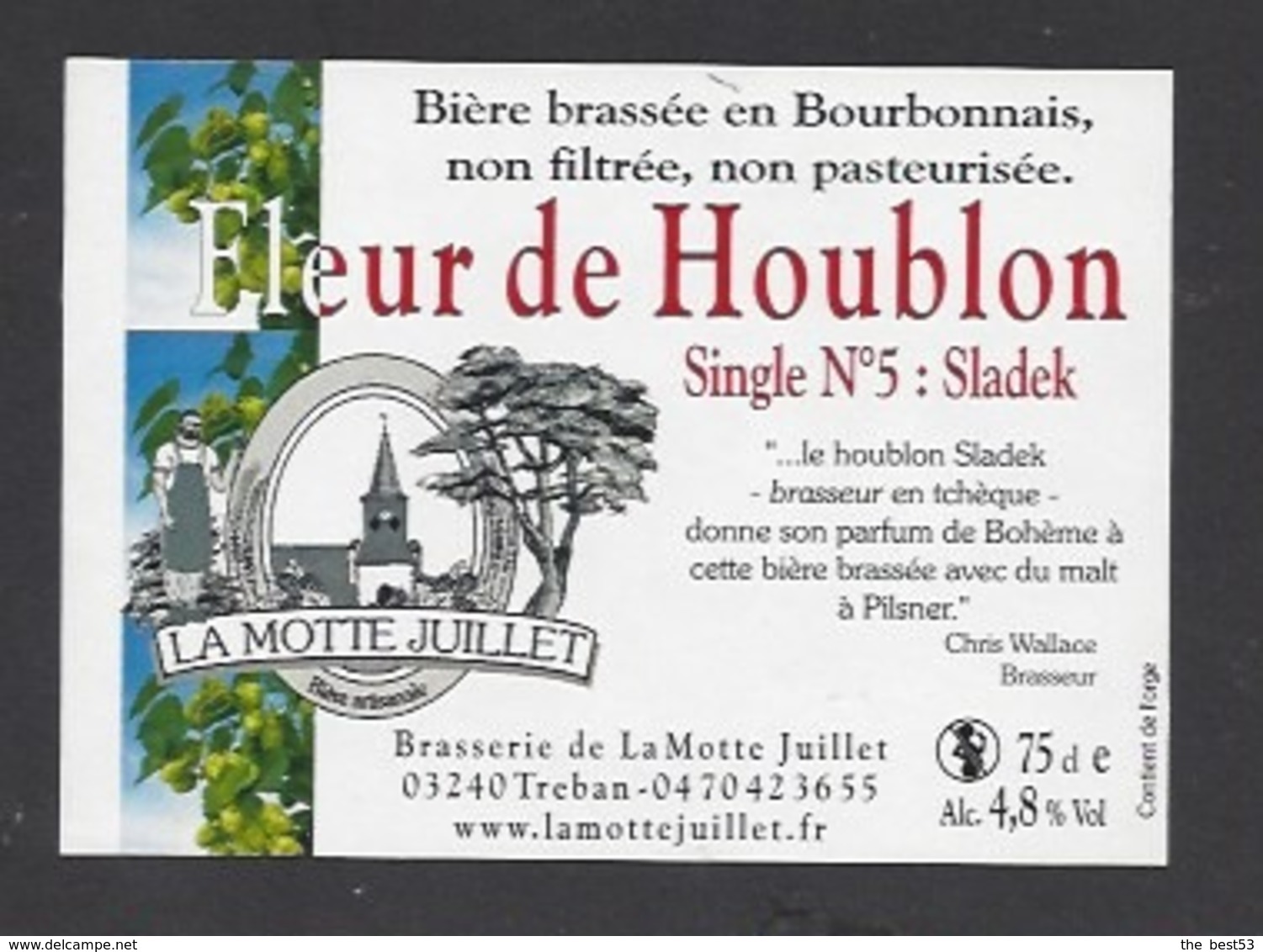 Etiquette De Bière  -  Fleur De Houblon -  Brasserie La Motte Juillet à Tréban   (03) - Beer