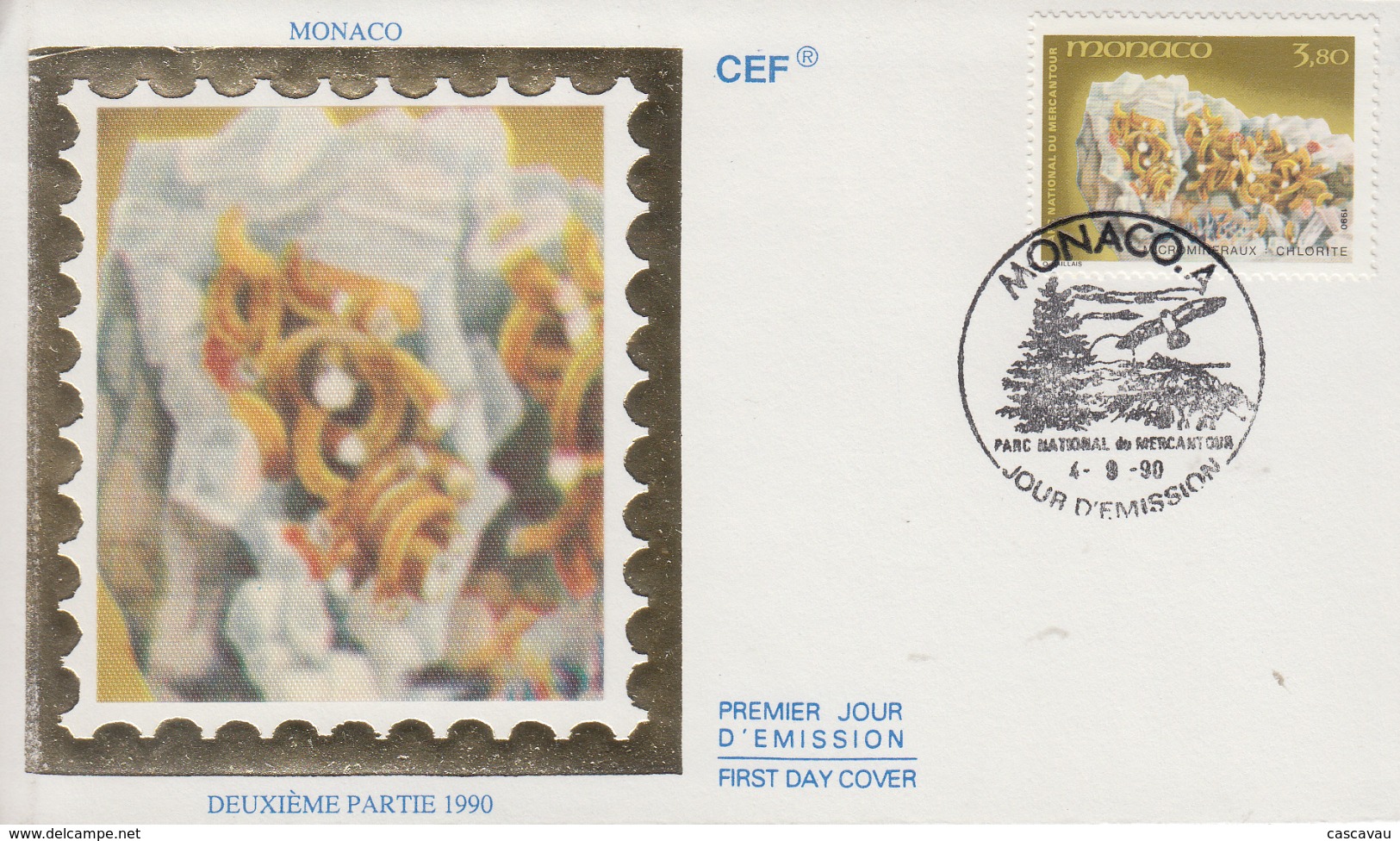 Enveloppe  FDC  1er  Jour  MONACO    Minéraux  Du  Mercantour  :   CHLORITE    1990 - Minéraux