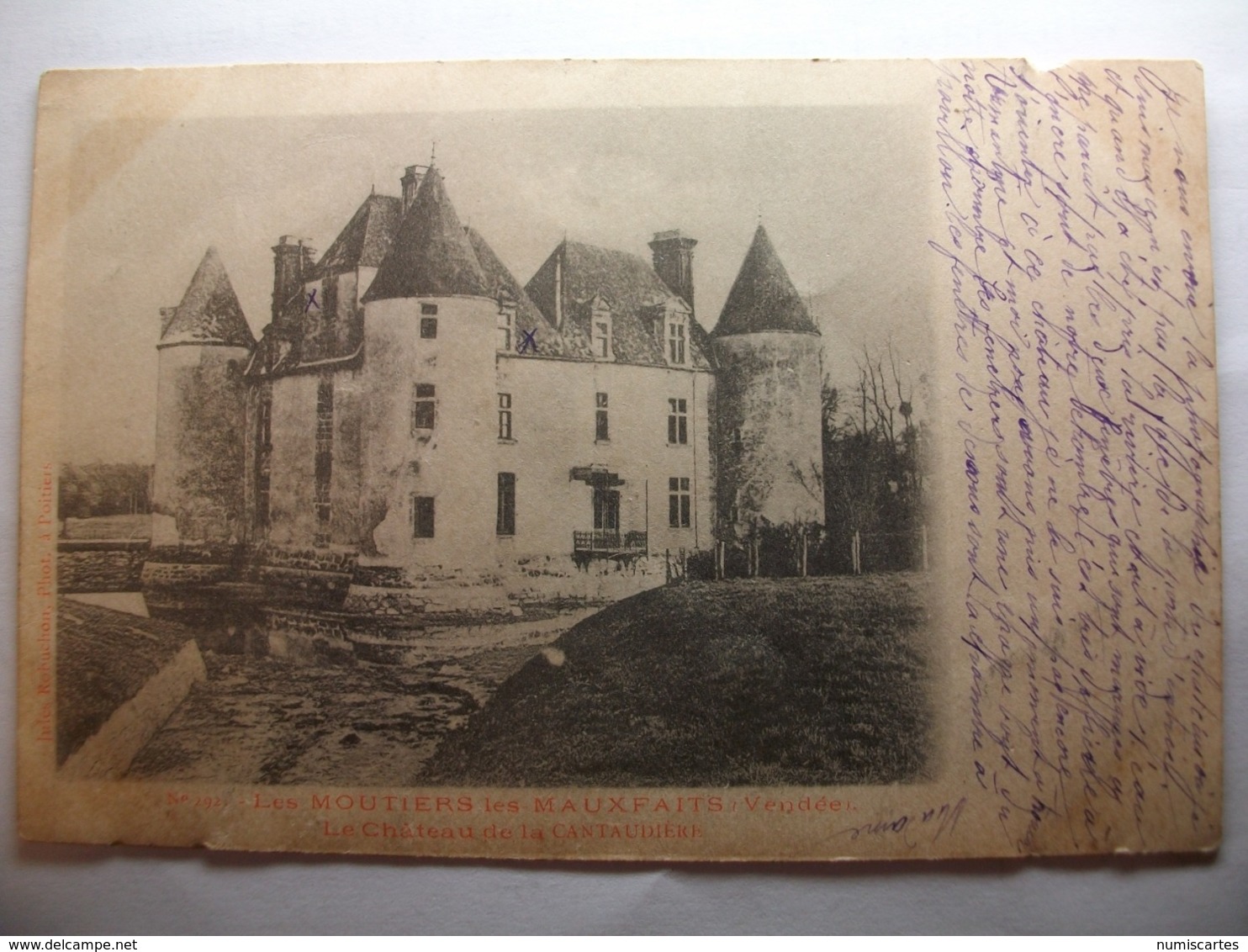 Carte Postale Les Moutiers Les Mauxfaits (85) Le Chateau De Cantaudiere (CPA Dos Non Divisé Circulée) - Autres & Non Classés