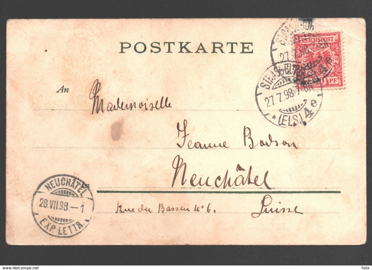 Strassburg - Drachenschule - 1898 - Eingefügtes Originalfoto - Geschrieben In Russisch - Strasbourg - Elsass