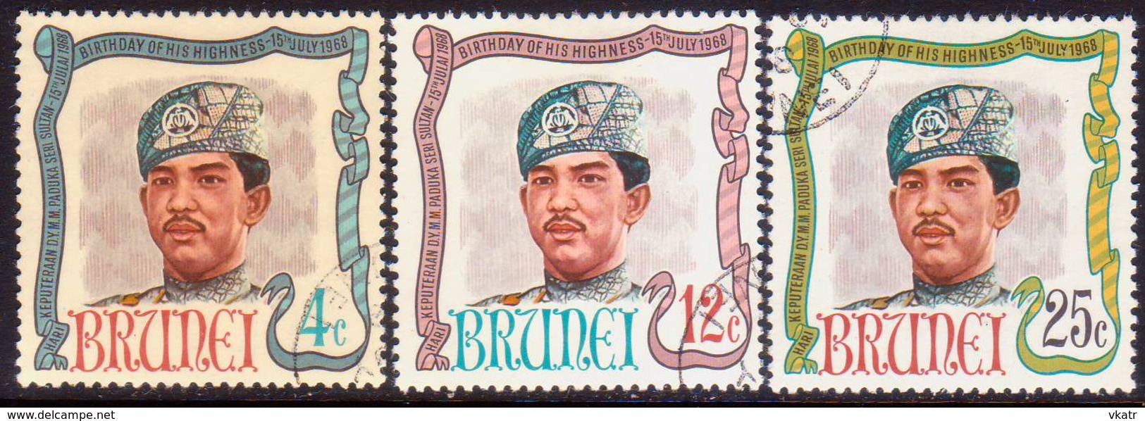 BRUNEI 1968 SG 154-56 Compl.set Used Sultan's Birthday - Brunei (...-1984)