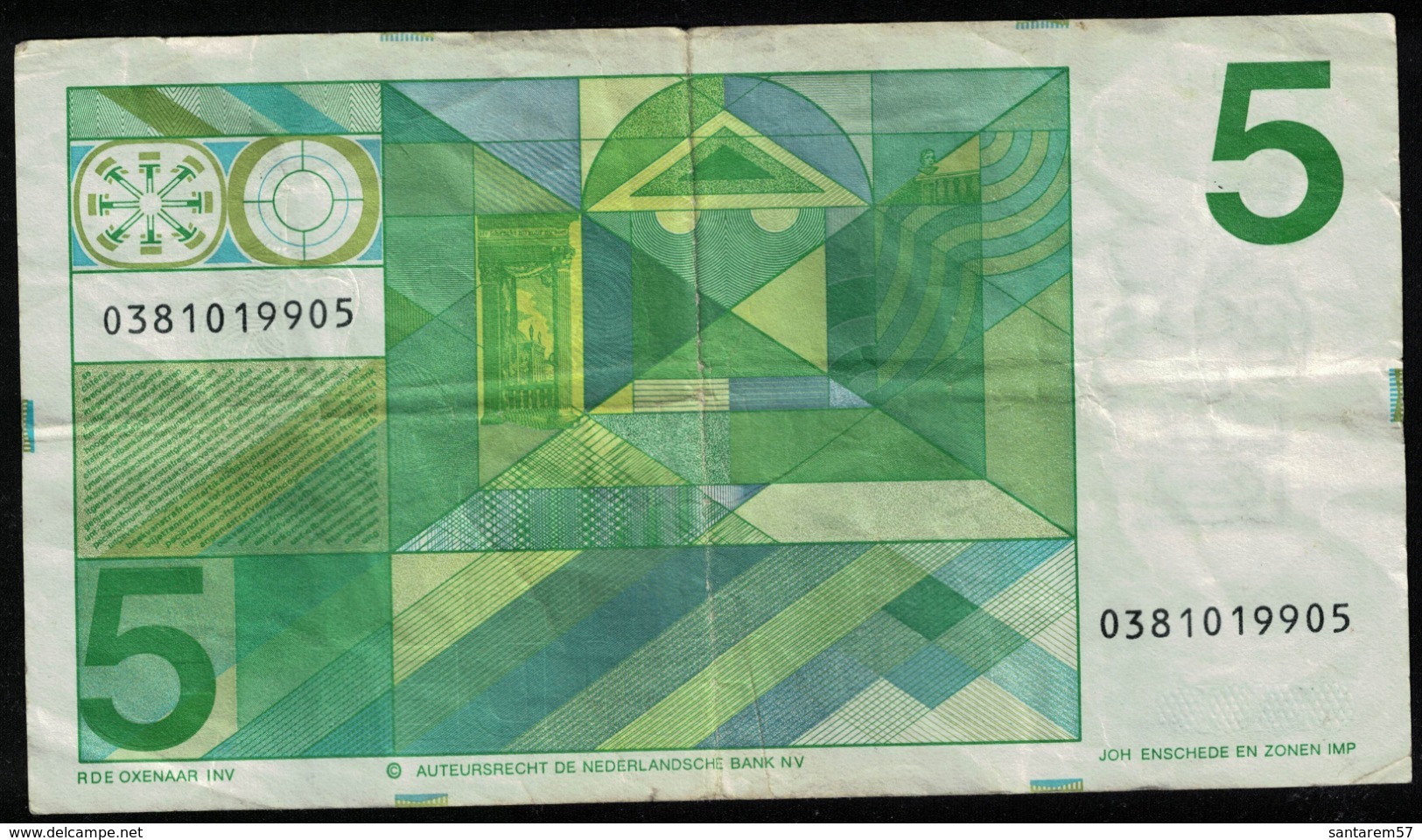 Pays Bas Billet De Banque Banknote Vijf Gulden 5 Florins Joost Van Den Vondel - 5 Florín Holandés (gulden)