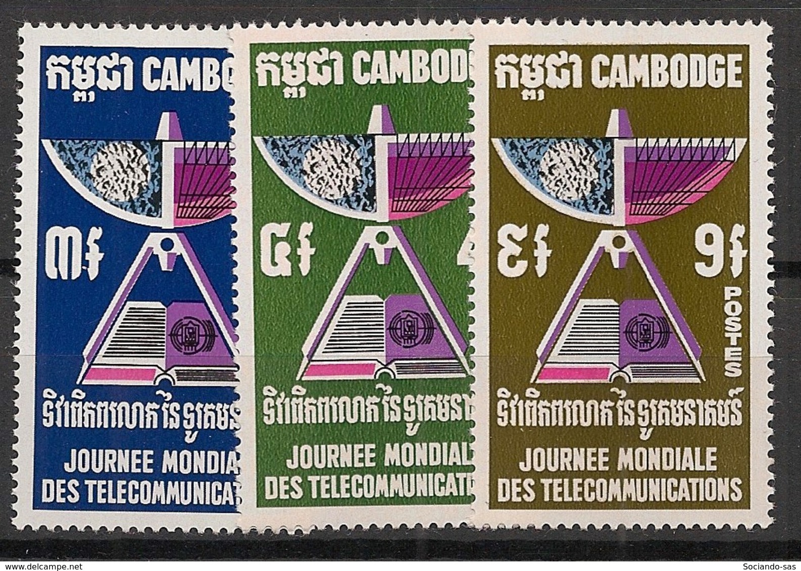 Cambodge - 1970 - N°Yv. 235 à 237 - Télécommunications - Neuf Luxe ** / MNH / Postfrisch - Kambodscha