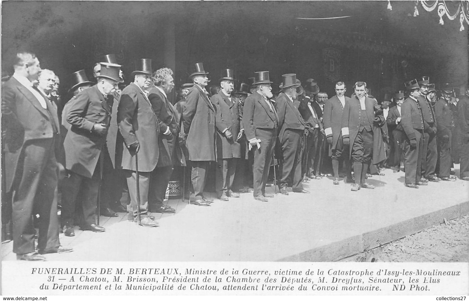 78-CHATOU-CHARTE-PHOTO-  FUNERAILLES  DE M BERTEAUX MINISTRE DE LA GUERRE - Chatou