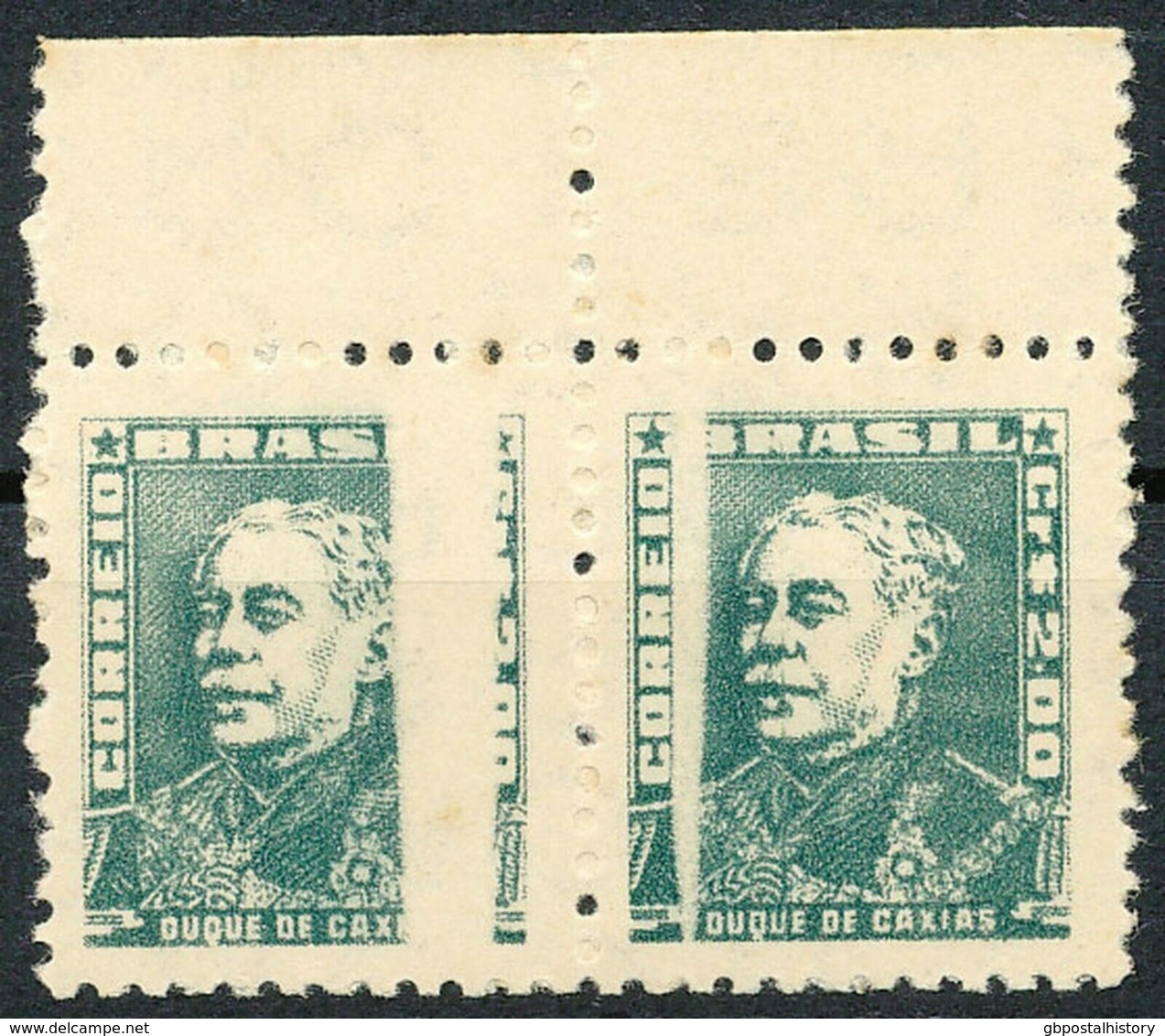 BRAZIL 1956 Rui Barbosa 2 Cr. VF U/M Marginal Pair MAJOR VARIETY: MISSING COLOR - Unused Stamps