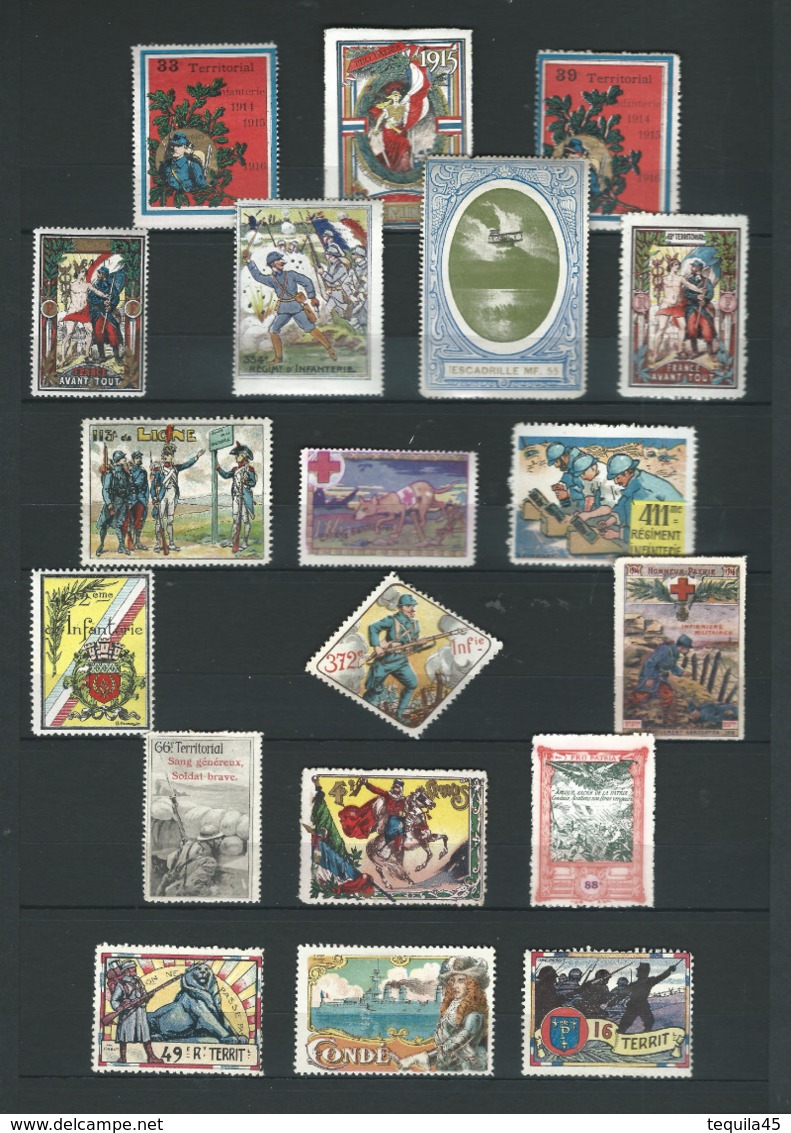 FRANCE 19 Vignettes Régiments DELANDRE - 1914 18 WWI WW1 Cinderellas Poster Stamp Label War - Vignettes Militaires