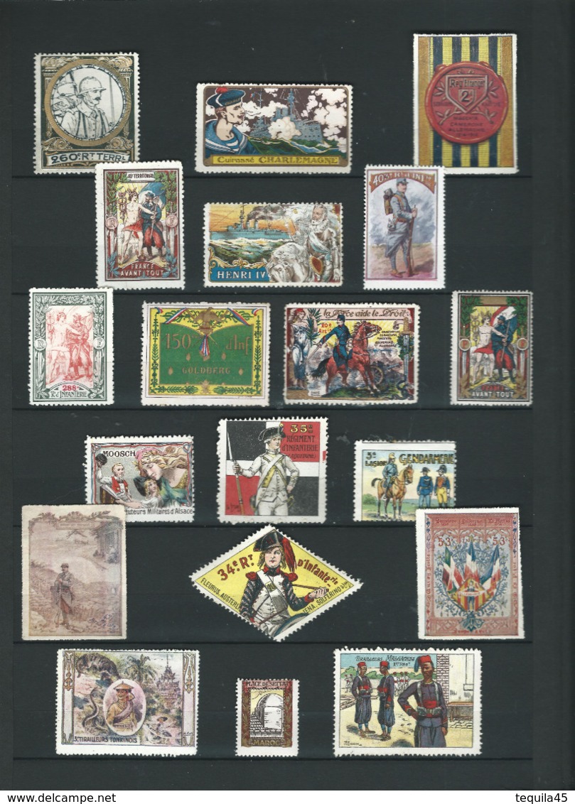 FRANCE 19 Vignettes Régiments DELANDRE - 1914 18 WWI WW1 Cinderellas Poster Stamp Label War - Vignette Militari