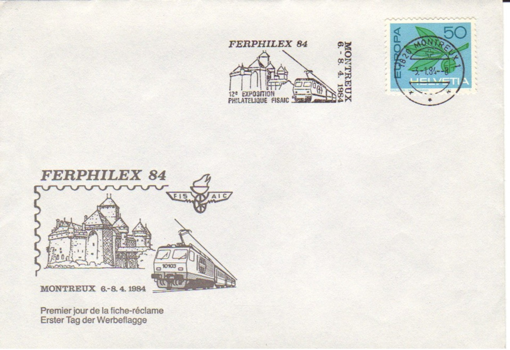 SUISSE :  1984 - Ferphilex 84 - Montreux - Europa - Storia Postale