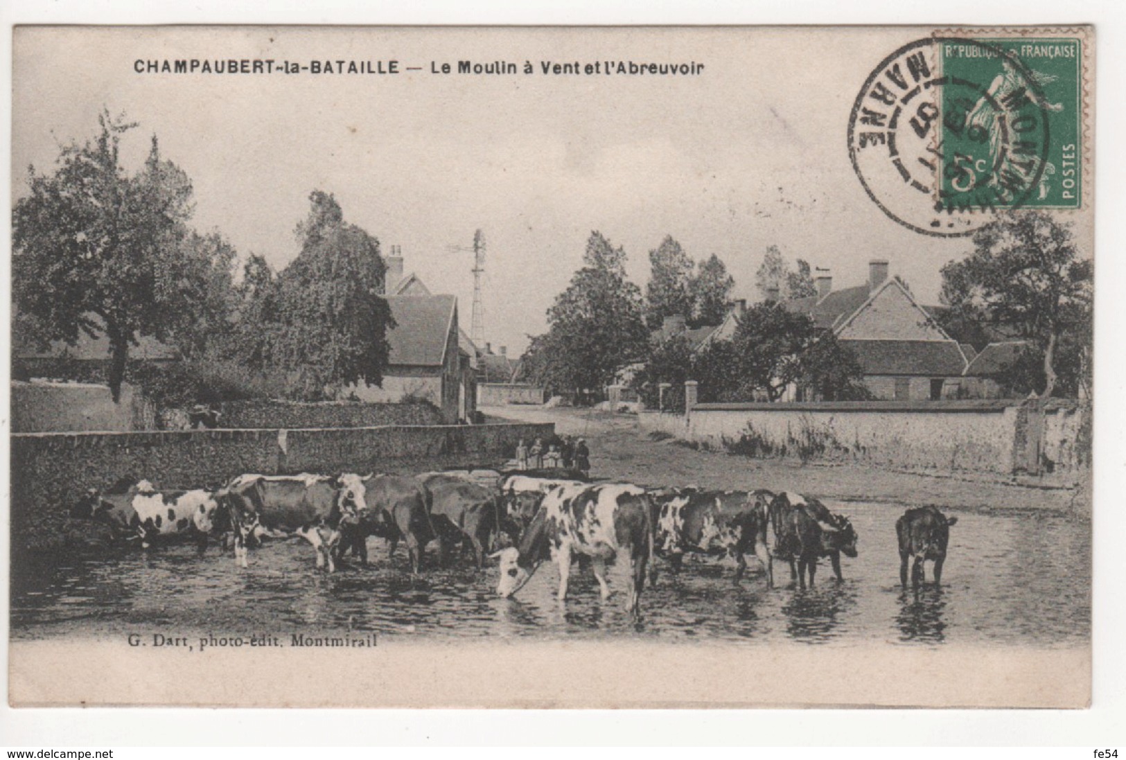 ° 51 ° CHAMPAUBERT LA BATAILLE ° LE MOULIN A VENT ET L'ABREUVOIR ° - Autres & Non Classés