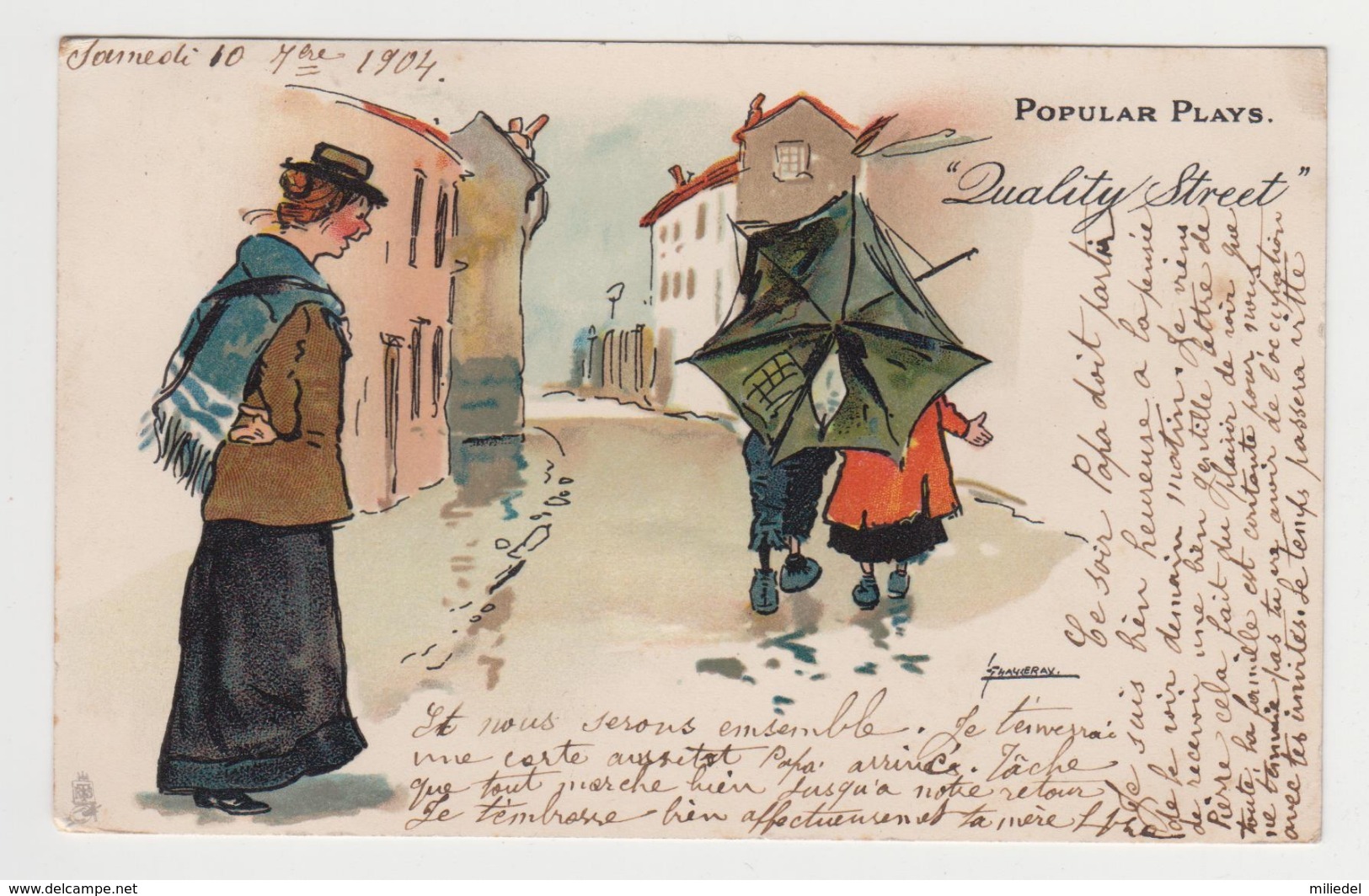 BB443 - Jolie Illustration COUPLE Sous La Pluie - Raphael TUCK & Sons Popular Plays N° 1272 - THACKERAY - Tuck, Raphael