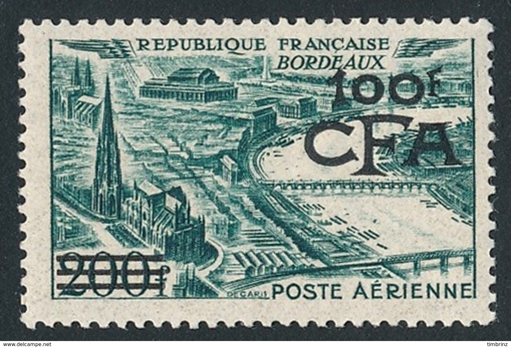 REUNION 1951 - Yv. PA 49 (=FR PA 25 + Surch) *   Cote= 85,00 EUR - Bordeaux  ..Réf.FRA29072 - Luftpost