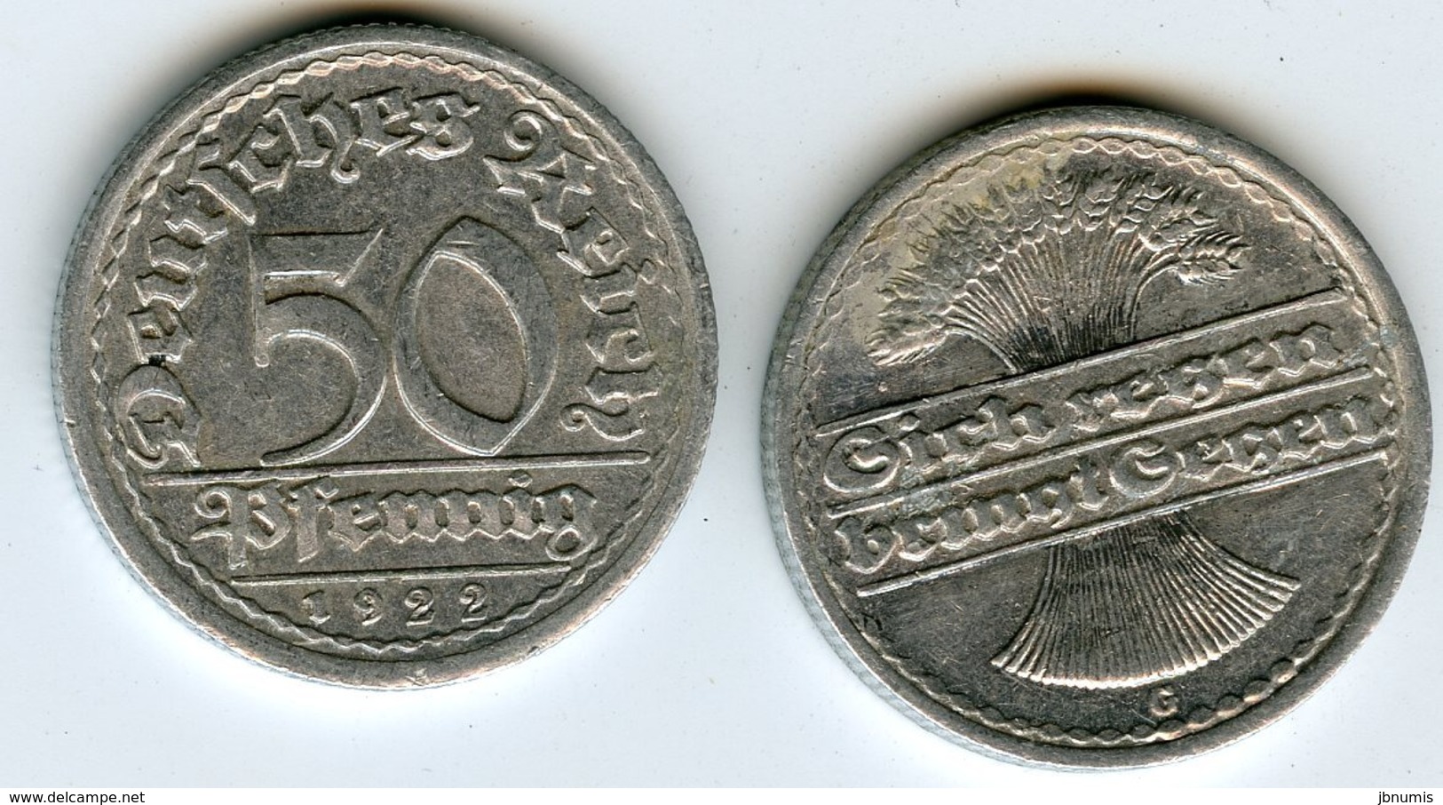 Allemagne Germany 50 Pfennig 1922 G J 301 KM 27 - 50 Rentenpfennig & 50 Reichspfennig