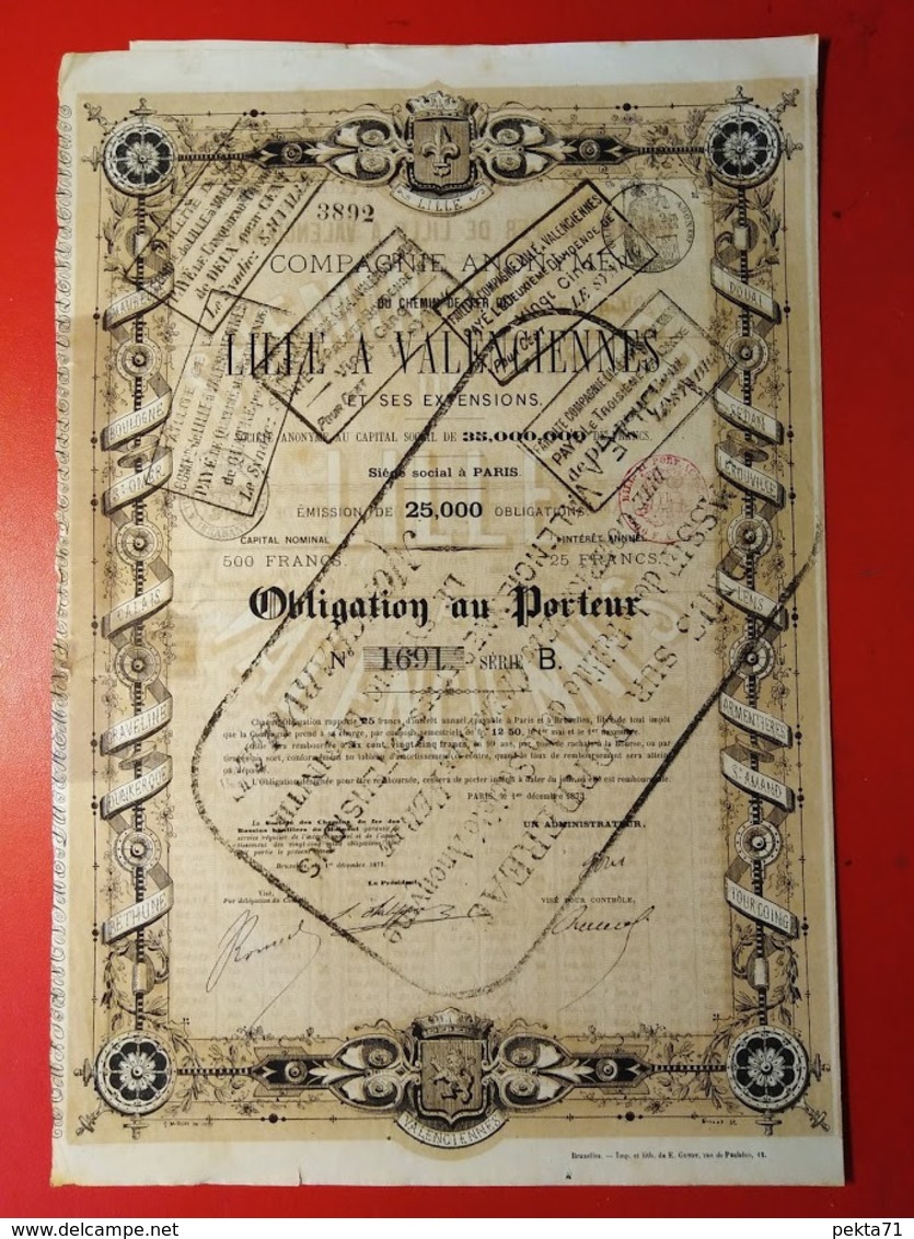 CHEMIN DE FER DE LILLE A VALENCIENNES 1873 - Bahnwesen & Tramways