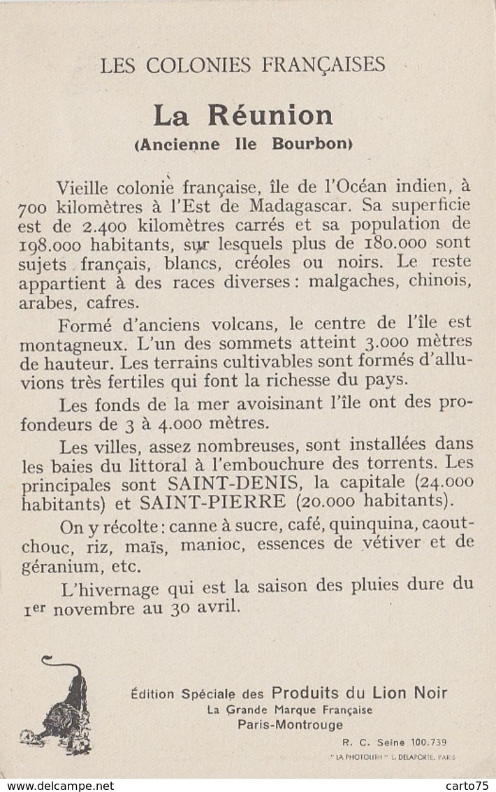 Ile De La Réunion - Ancienne Ile Bourbon - Chromo Colonies Françaises - Editions Du Lion Noir - - Saint Pierre