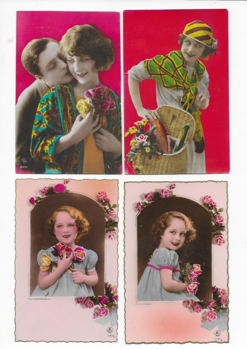 Lot De 2500 CPA Fantaisies, Femmes, Enfants, Hommes, Couples,... - 500 Postales Min.