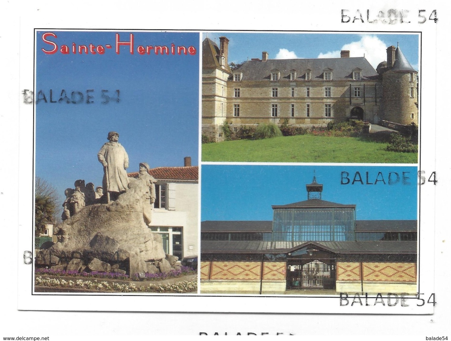CPM - SAINTE - HERMINE (85) Statue De Clémenceau, Le Château Et La Halle - Sainte Hermine
